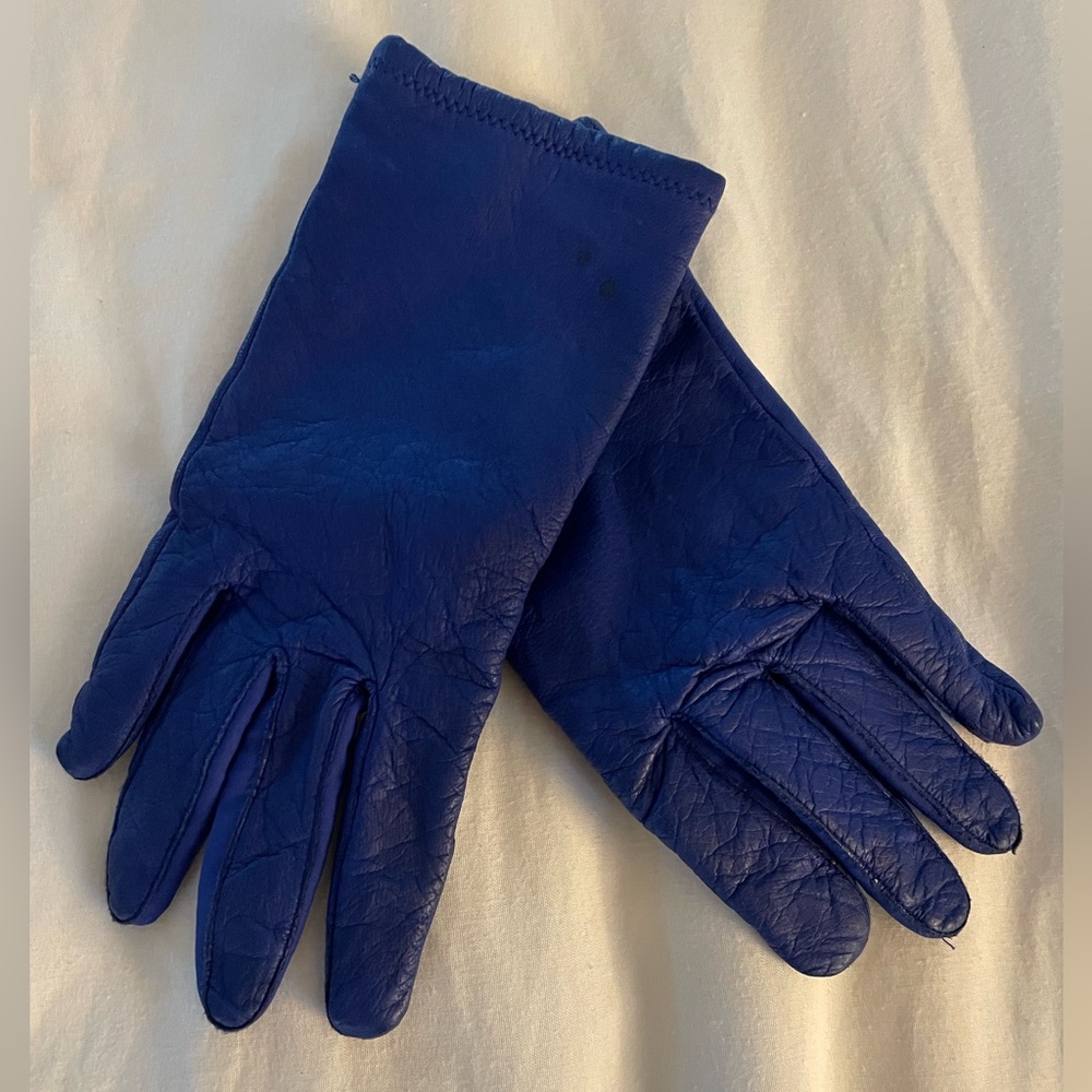 VTG: Genuine Leather Soft Gloves Royal Blue Fully Lined